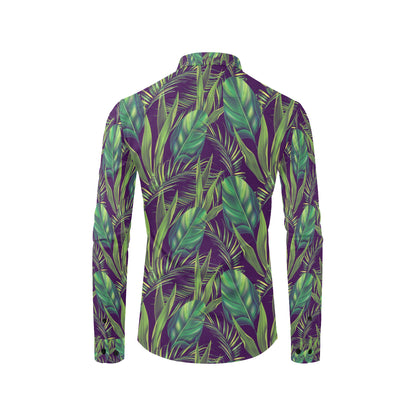 Palm Leaves Pattern Print Design PL03 Men's Long Sleeve Shirt