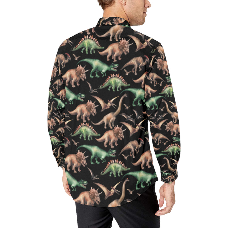 Dinosaur Print Pattern Men's Long Sleeve Shirt