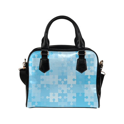 Puzzle Blue Pattern Print Design A04 Shoulder Handbag