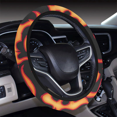 Flame Fire Themed Print Steering Wheel Cover with Elastic Edge
