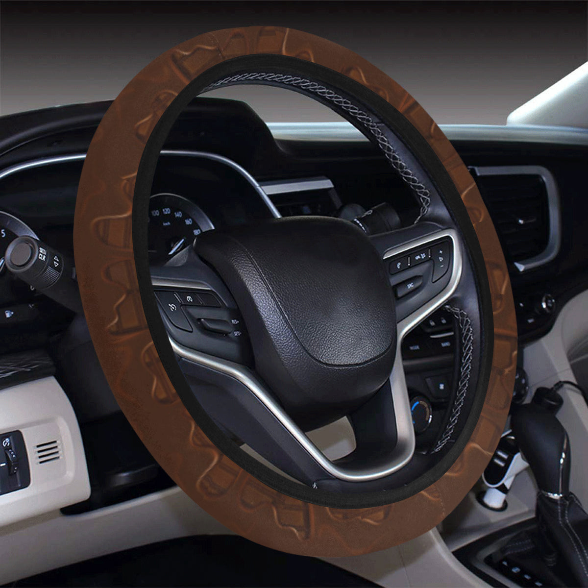 Chocolate Pattern Print Design 01 Steering Wheel Cover with Elastic Edge