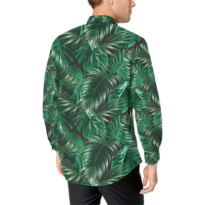 Tropical Flower Pattern Print Design TF012 Men's Long Sleeve Shirt