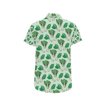 Bok Choy Pattern Print Design 01 Men's Short Sleeve Button Up Shirt