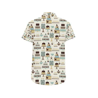 Cake Pattern Print Design 02 Men's Short Sleeve Button Up Shirt