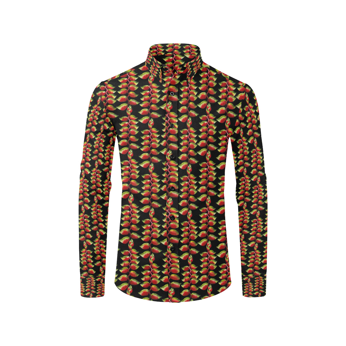 Heliconia Pattern Print Design HL05 Men's Long Sleeve Shirt