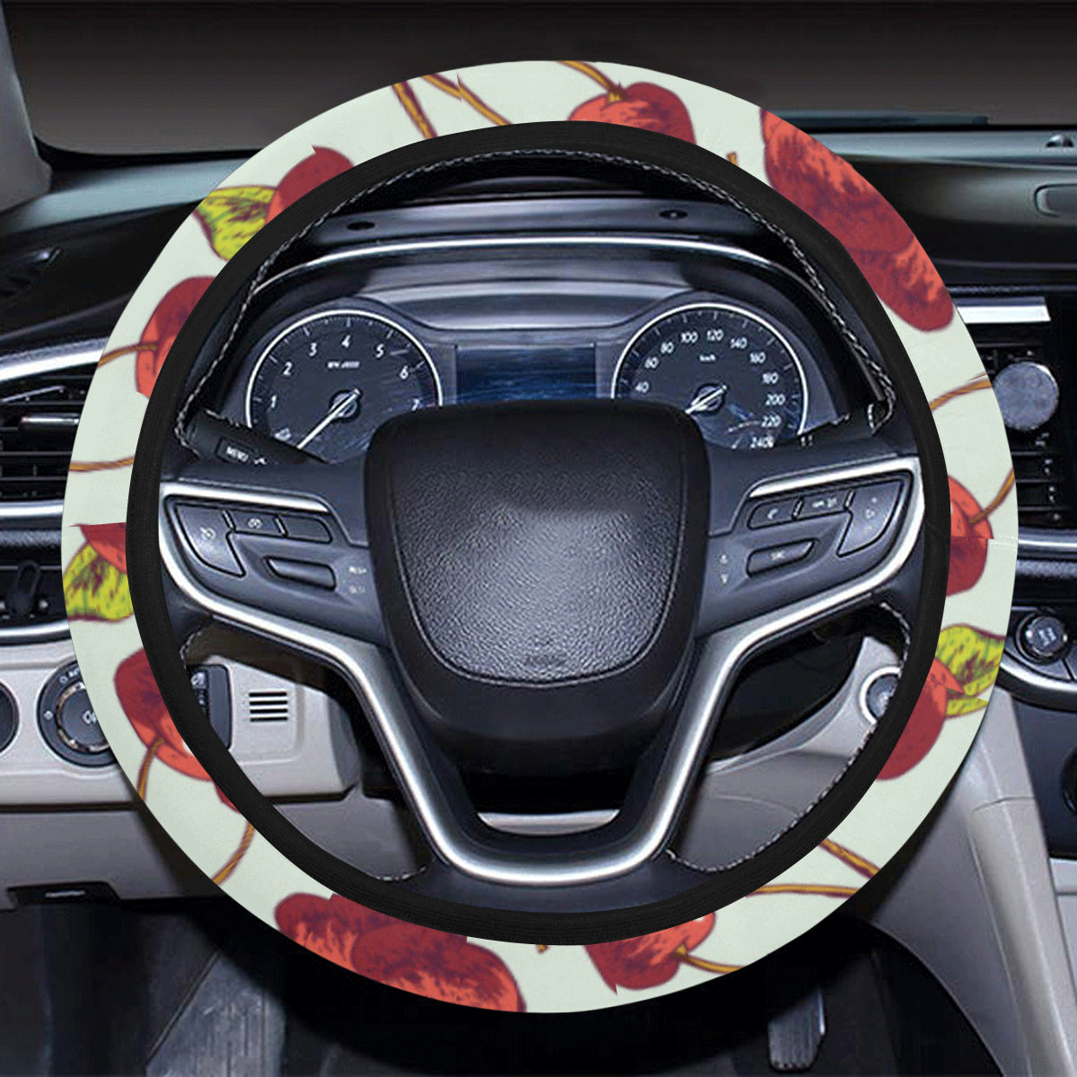 Cherry Hand Draw Steering Wheel Cover with Elastic Edge