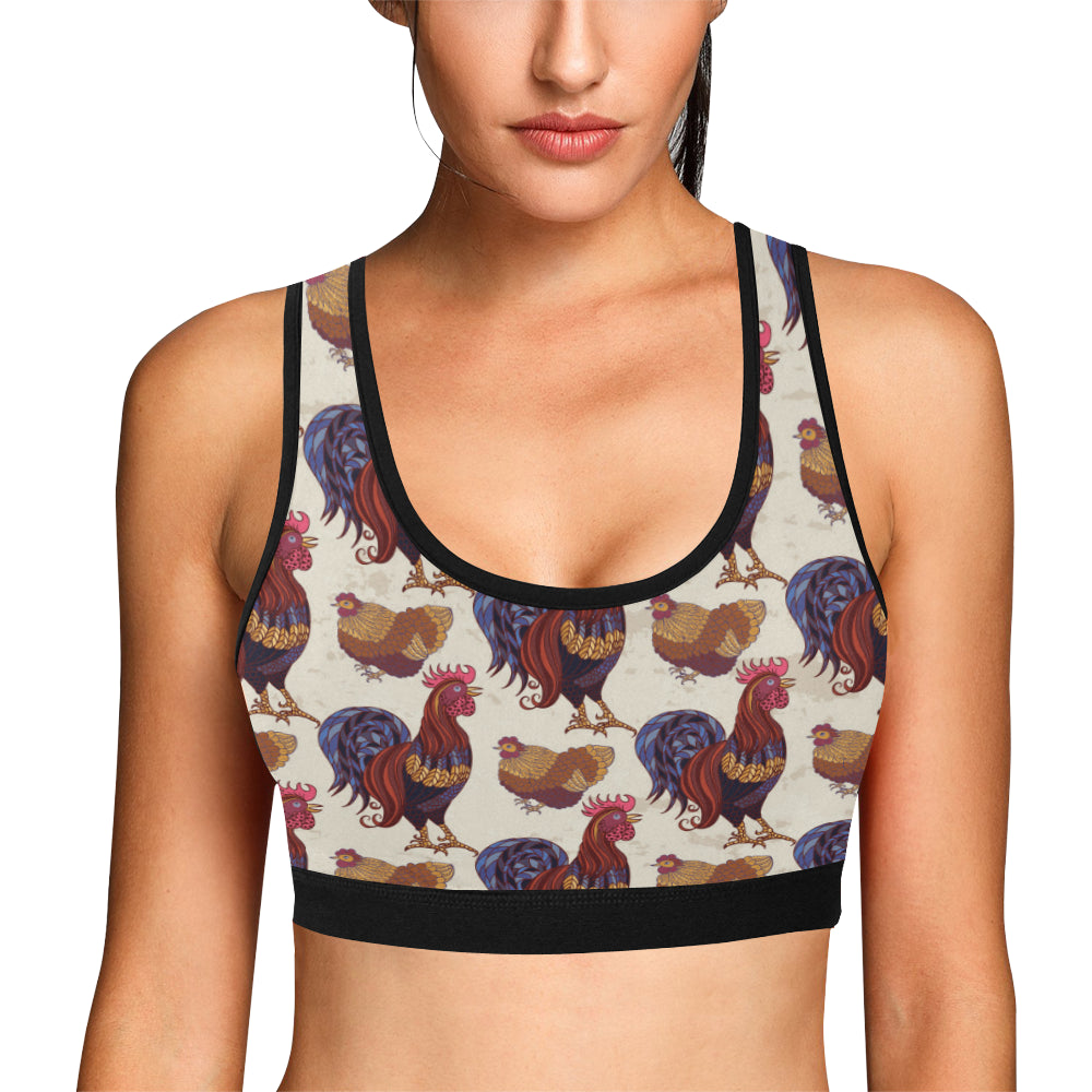 Rooster Pattern Print Design A03 Sports Bra