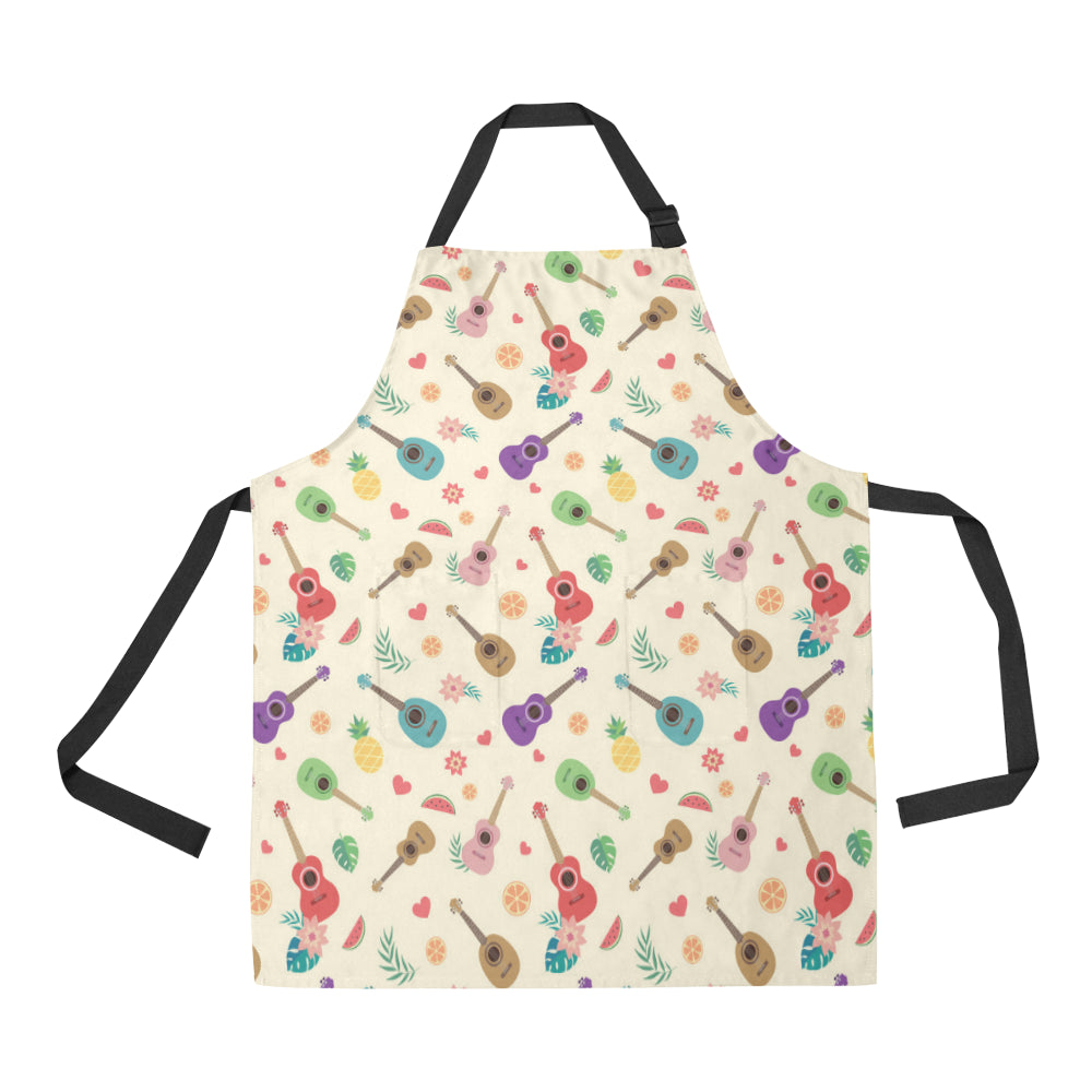 Ukulele Pattern Print Design 01 Apron with Pocket