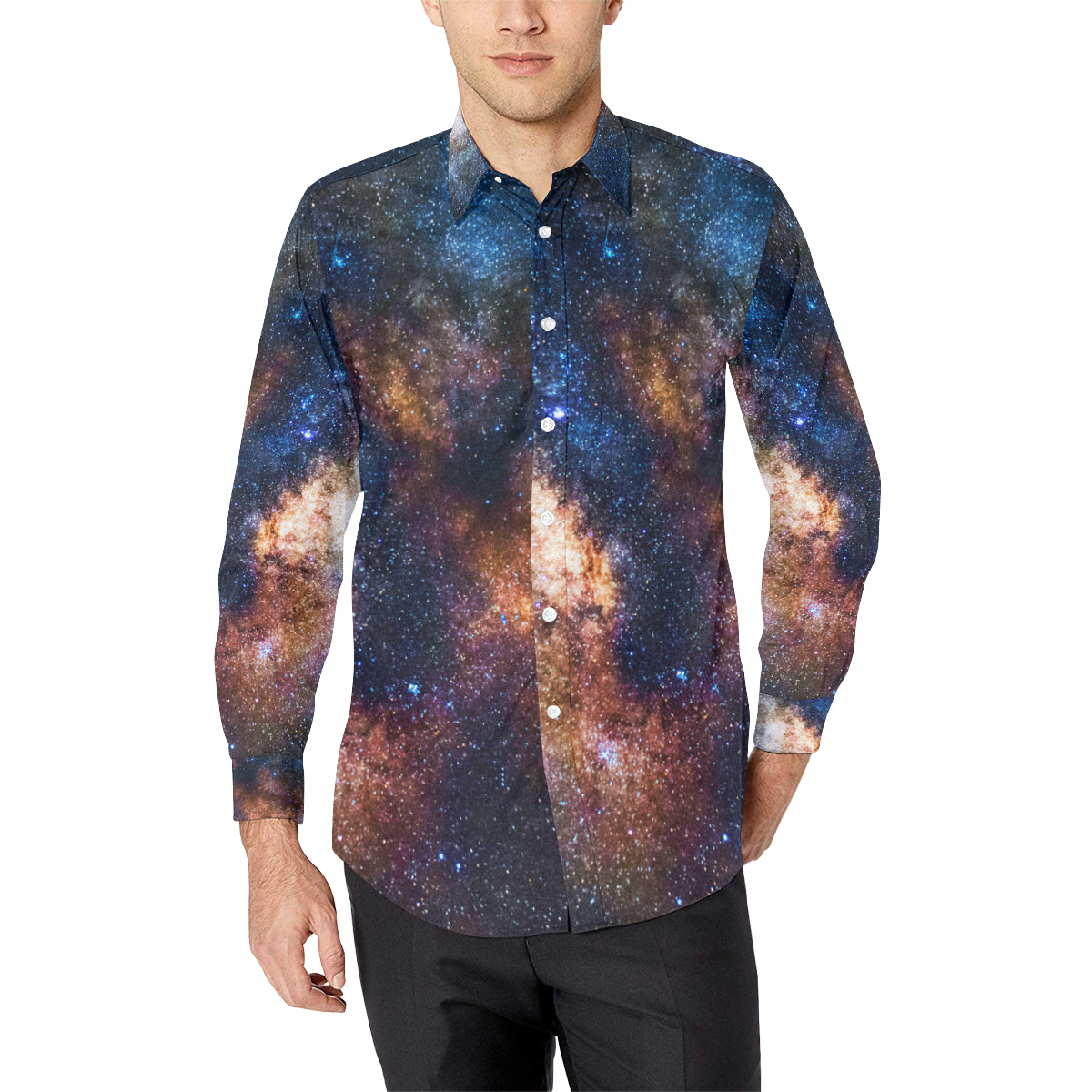 Celestial Milky way Galaxy Men's Long Sleeve Shirt