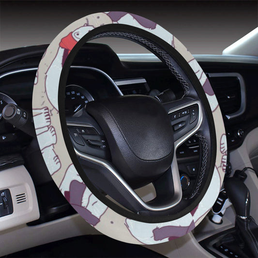 Polar Bear Pattern Print Design PB04 Steering Wheel Cover with Elastic Edge