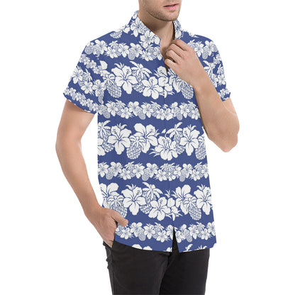 Hawaiian Themed Pattern Print Design H07 Men's Short Sleeve Button Up Shirt