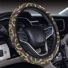 Peace Sign flowers Design Print Steering Wheel Cover with Elastic Edge