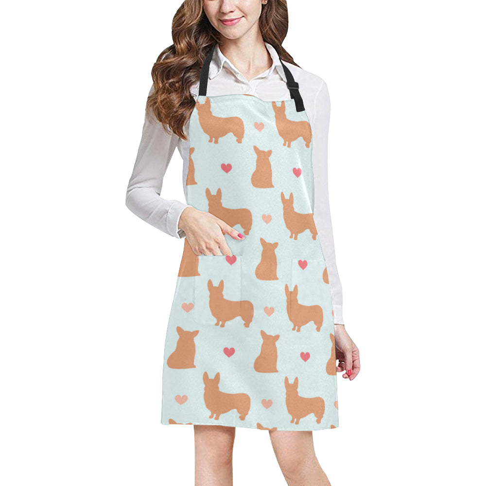Pembroke Welsh Corgis Pattern Print Design A01 Apron with Pocket