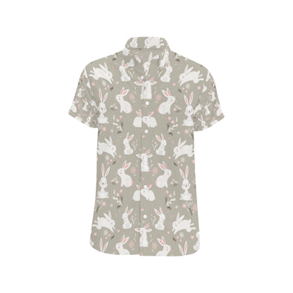 Rabbit Pattern Print Design RB03 Men's Short Sleeve Button Up Shirt
