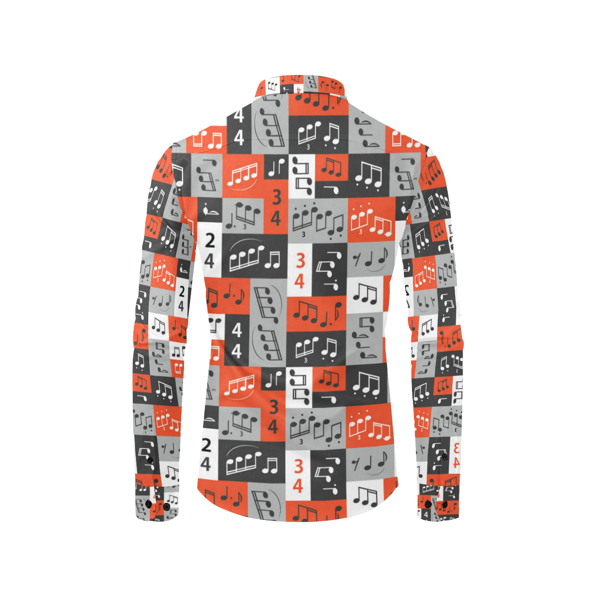 Music Note Design Themed Print Men's Long Sleeve Shirt