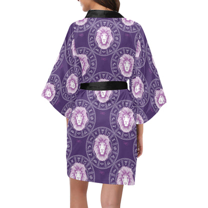 Leo Pattern Print Design 04 Women's Short Kimono