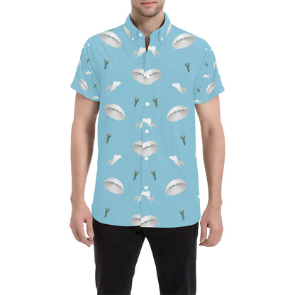 Paratrooper Pattern Print Design A02 Men's Short Sleeve Button Up Shirt