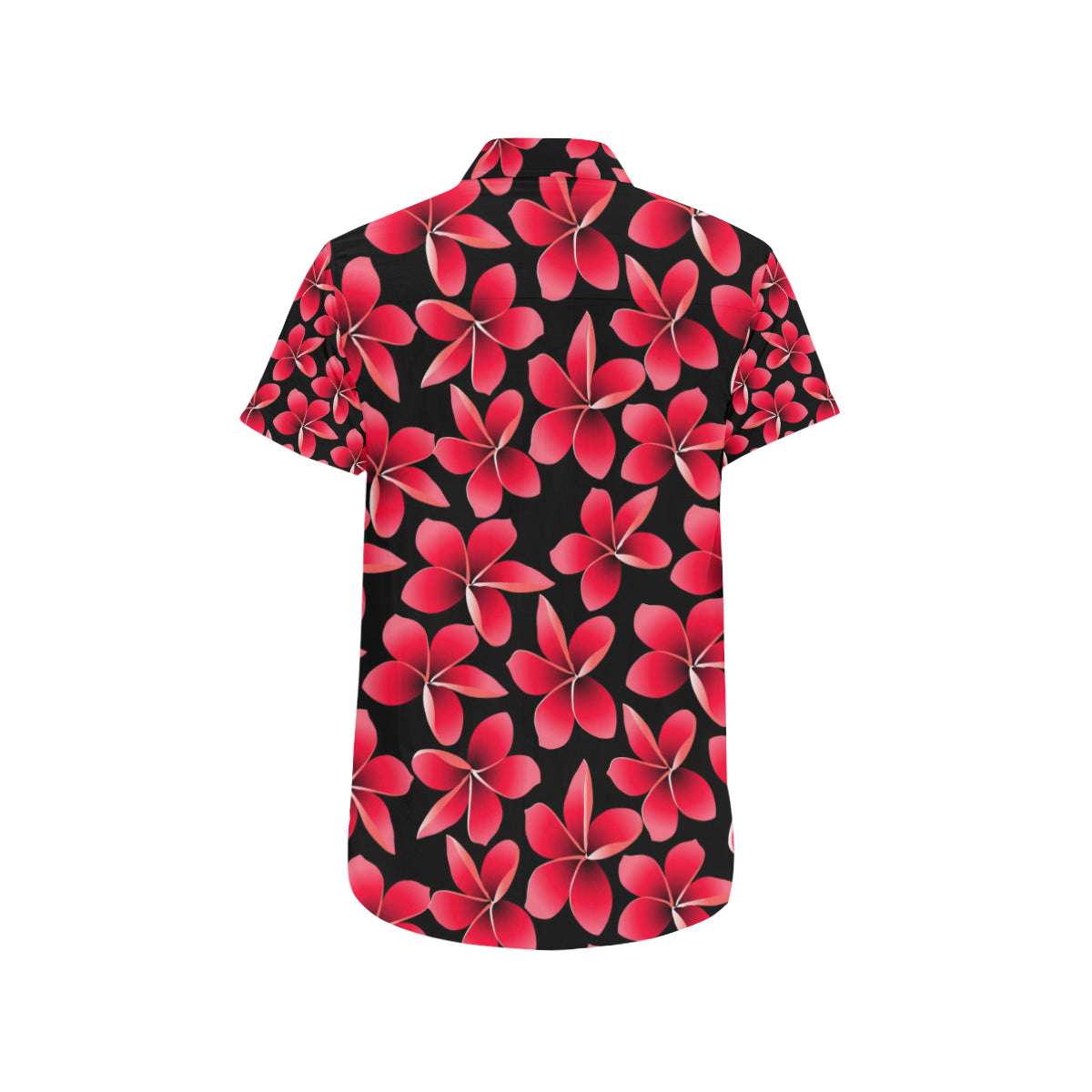 Red Plumeria Pattern Print Design PM025 Men's Short Sleeve Button Up Shirt