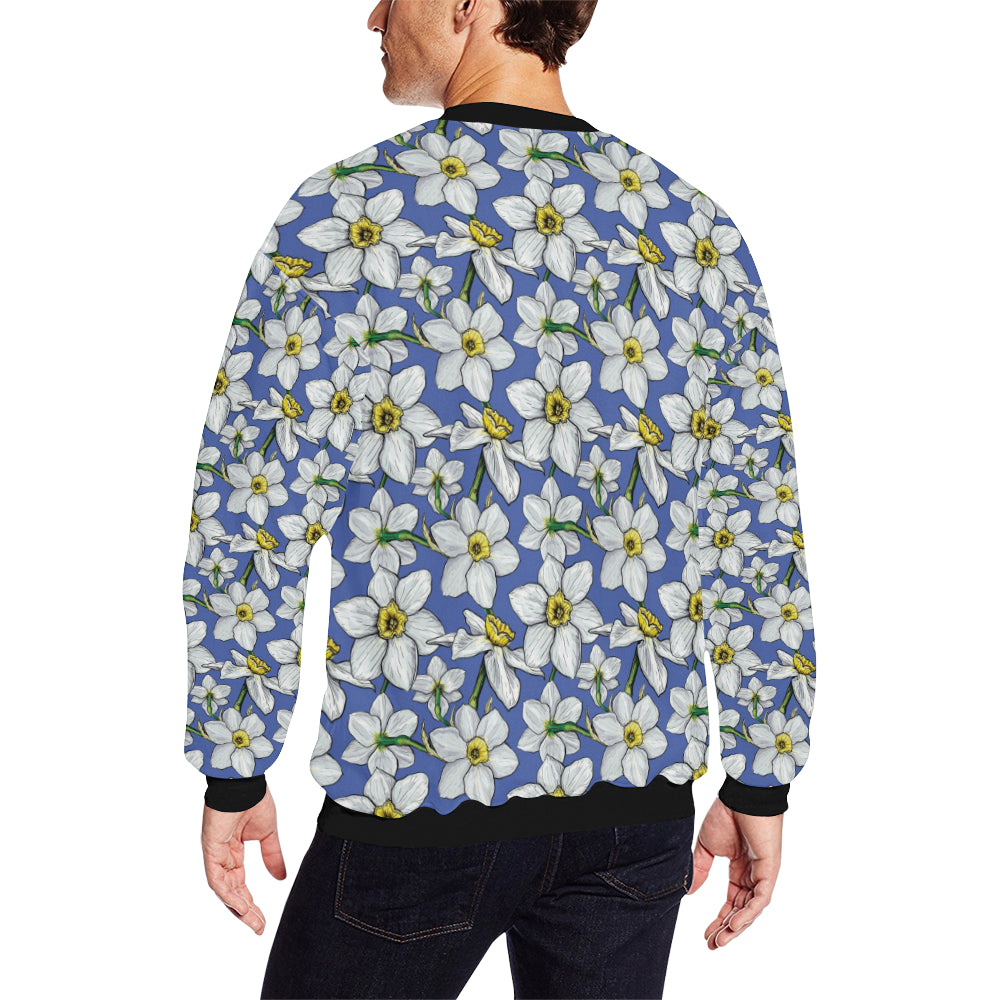 Daffodils Pattern Print Design DF08 Men Long Sleeve Sweatshirt