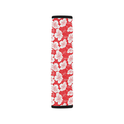 Flower Hawaiian Hibiscus Red Background Print Car Seat Belt Cover