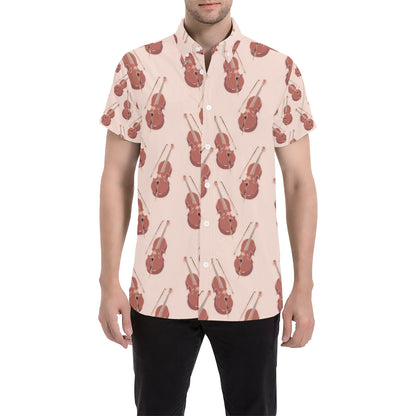 Cello Pattern Print Design 03 Men's Short Sleeve Button Up Shirt
