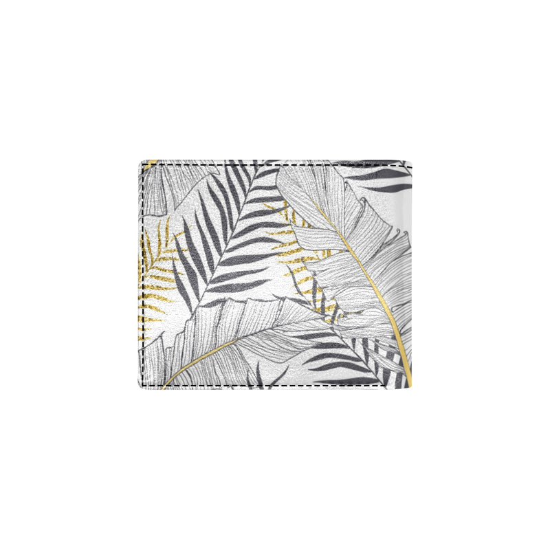 Gold Glitter Tropical Palm Leaves Men's ID Card Wallet