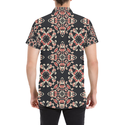 Medallion Pattern Print Design 01 Men's Short Sleeve Button Up Shirt