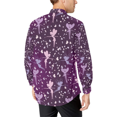 Fairy Pink Print Pattern Men's Long Sleeve Shirt