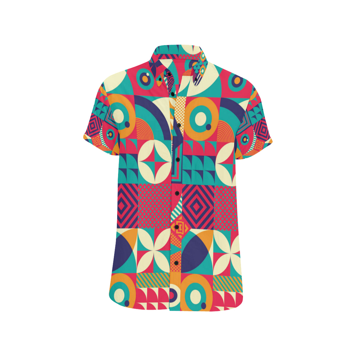 Mosaic Pattern Print Design 03 Men's Short Sleeve Button Up Shirt