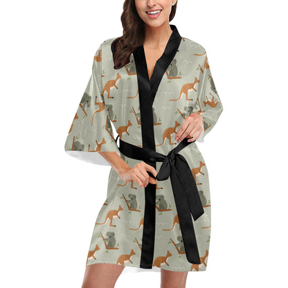 Koala Pattern Print Design 03 Women's Short Kimono