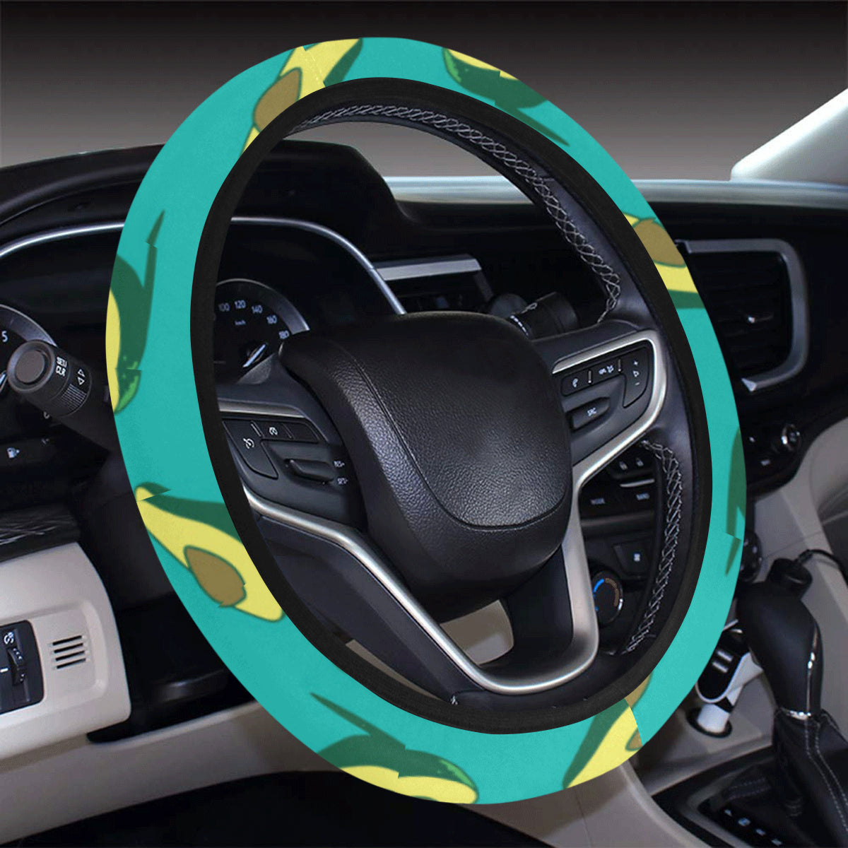 Avocado Pattern Print Design 03 Steering Wheel Cover with Elastic Edge