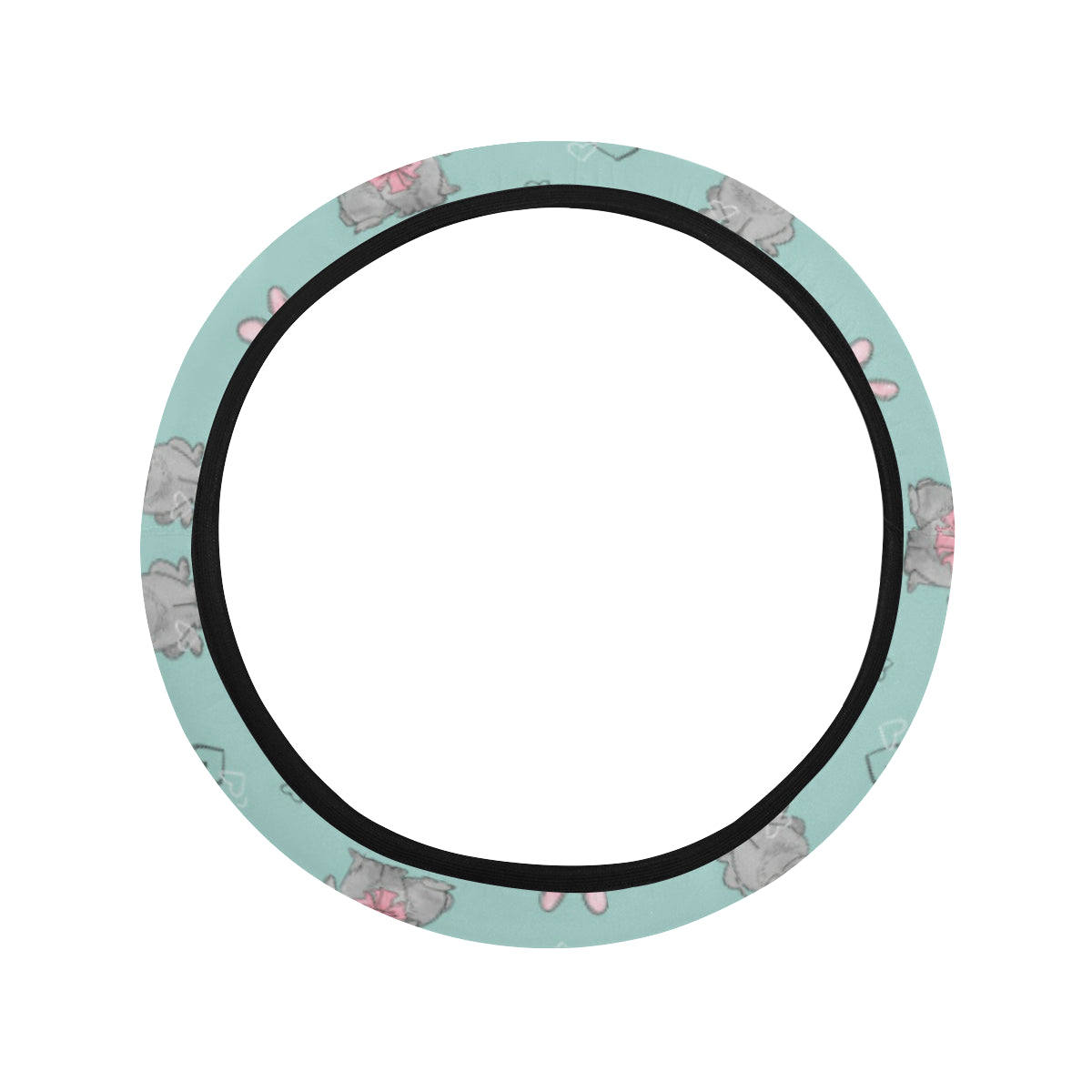 Bunny Pattern Print Design 02 Steering Wheel Cover with Elastic Edge