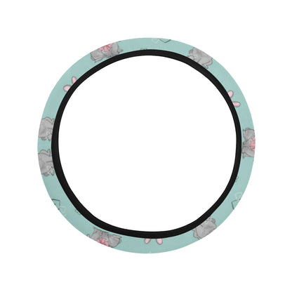 Bunny Pattern Print Design 02 Steering Wheel Cover with Elastic Edge