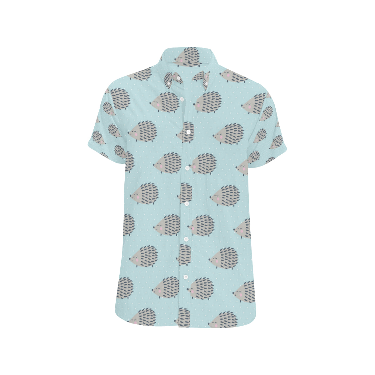 Hedgehog Pattern Print Design 02 Men's Short Sleeve Button Up Shirt