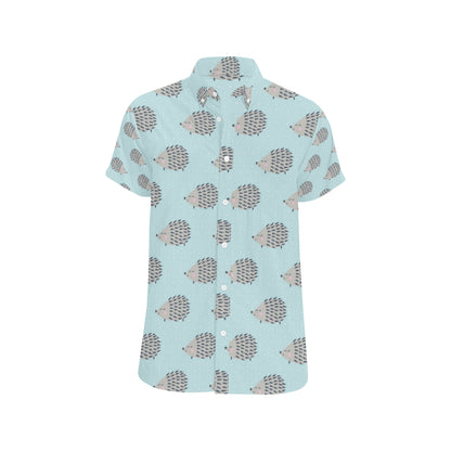Hedgehog Pattern Print Design 02 Men's Short Sleeve Button Up Shirt