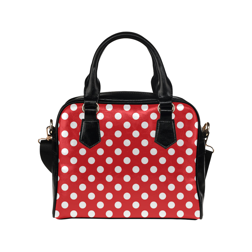 Polka Dot Red Pattern Print Design 04 Shoulder Handbag