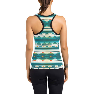 Blue Tribal Aztec Women's Racerback Tank Top