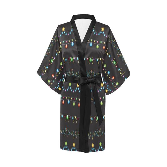 Christmas Light Pattern Print Design 01 Women's Short Kimono