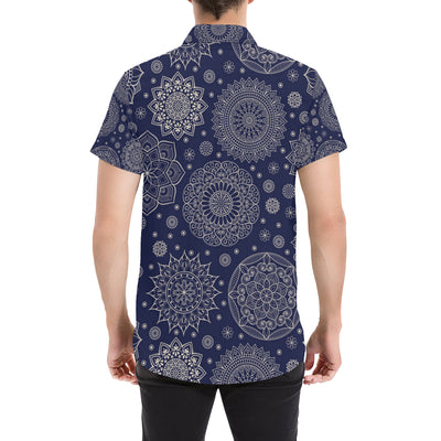 Mandala Pattern Print Design 02 Men's Short Sleeve Button Up Shirt