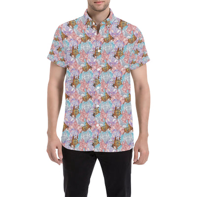 Christian Pattern Print Design 03 Men's Short Sleeve Button Up Shirt