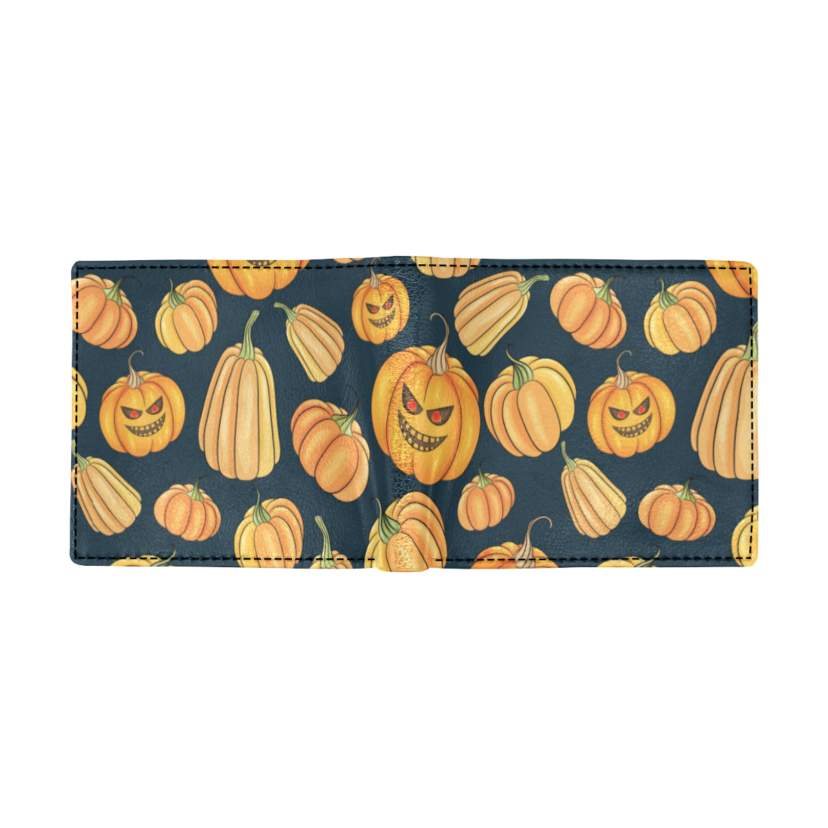 Pumpkin Halloween Pattern Print Design A04 Men's ID Card Wallet
