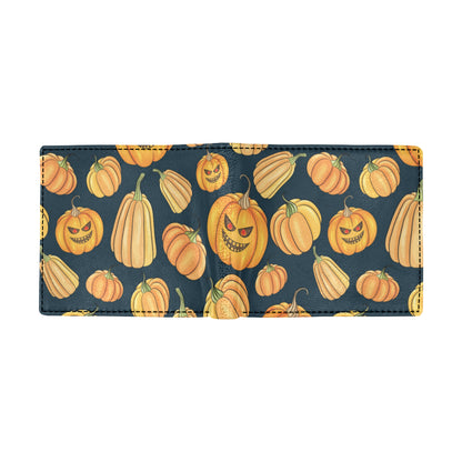 Pumpkin Halloween Pattern Print Design A04 Men's ID Card Wallet
