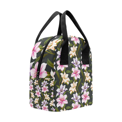 Lily Pattern Print Design LY01 Insulated Lunch Bag