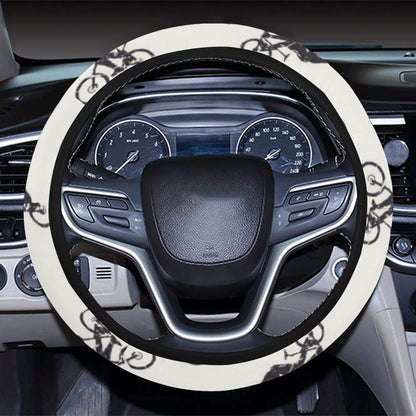 Mountain bike Pattern Print Design 01 Steering Wheel Cover with Elastic Edge
