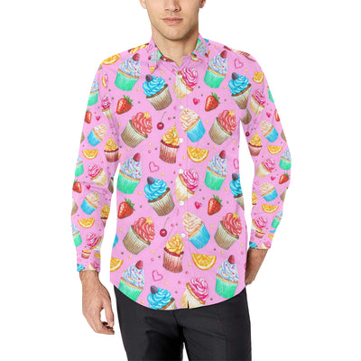 Cupcake Pattern Print Design CP05 Men's Long Sleeve Shirt