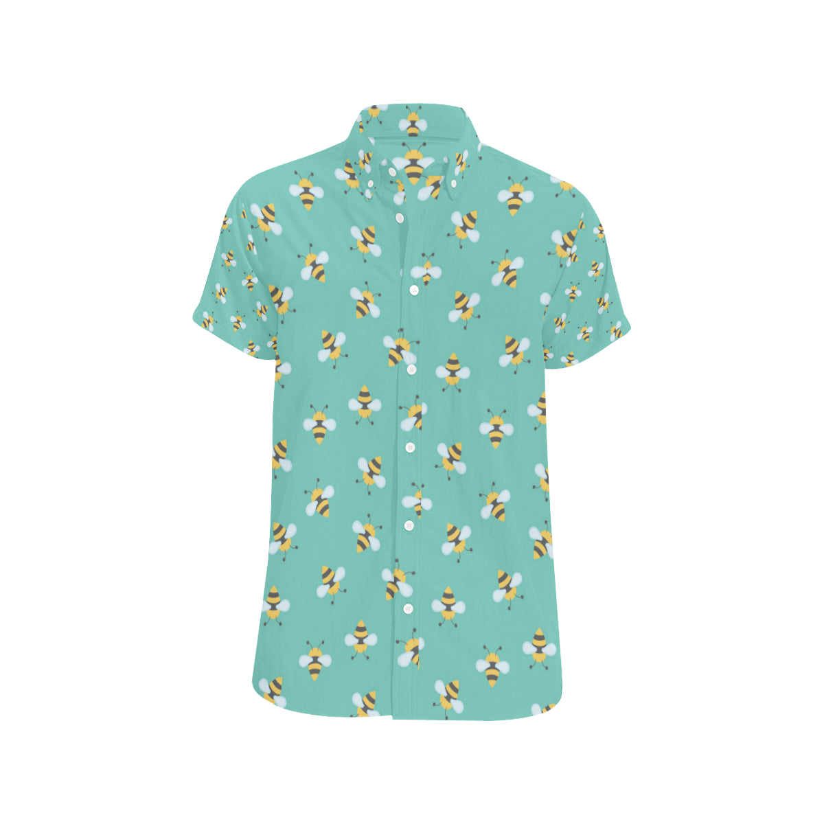 Bee Pattern Print Design 01 Men's Short Sleeve Button Up Shirt