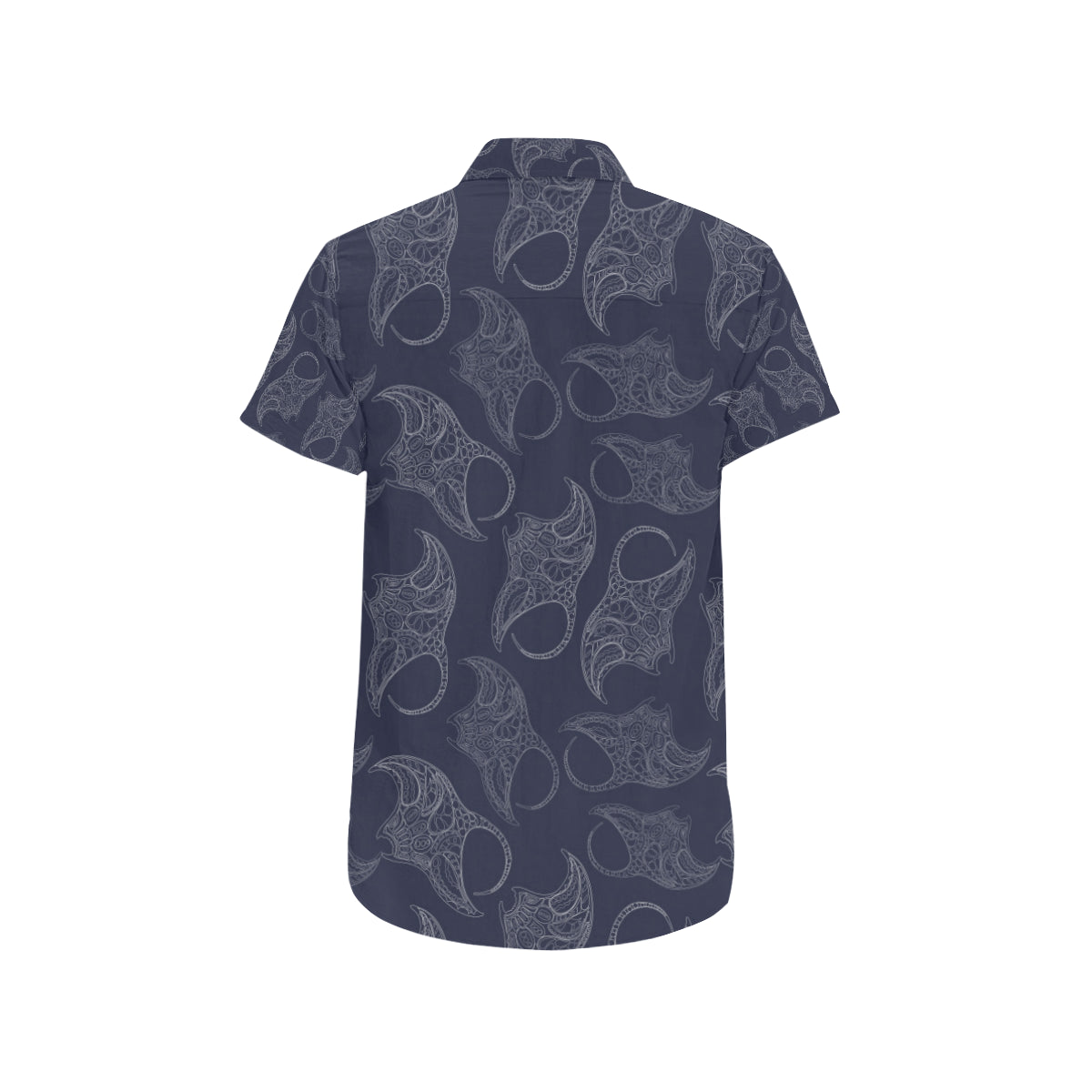 Manta Ray Pattern Print Design 01 Men's Short Sleeve Button Up Shirt