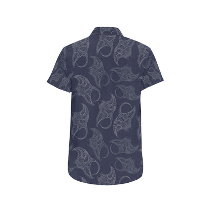Manta Ray Pattern Print Design 01 Men's Short Sleeve Button Up Shirt