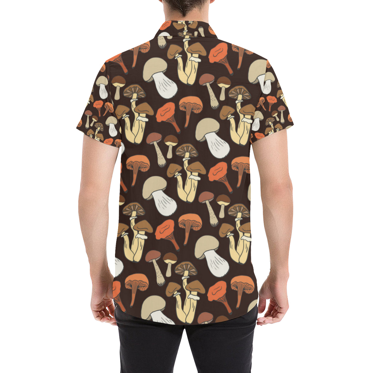 Mushroom Pattern Print Design A05 Men's Short Sleeve Button Up Shirt