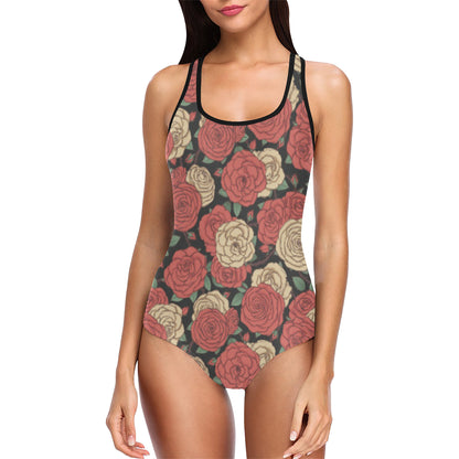 Camellia Pattern Print Design CM01 Women Swimsuit